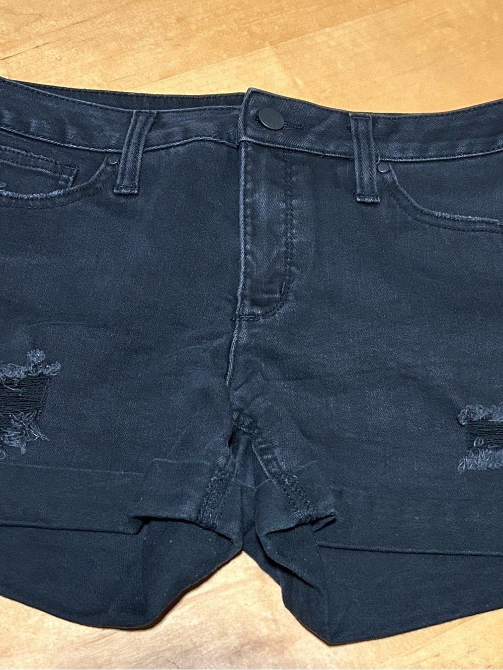Women’s Black Distressed Jeans Shorts